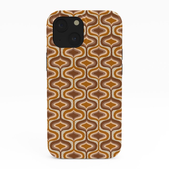 70s mod fabric repeat, orange and browns iPhone Case
