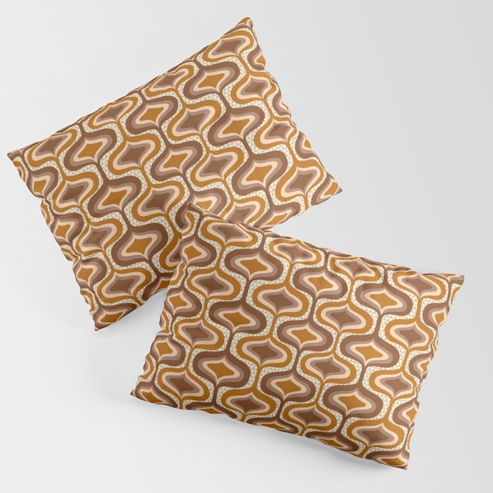 70s mod fabric repeat, orange and browns Pillow Sham