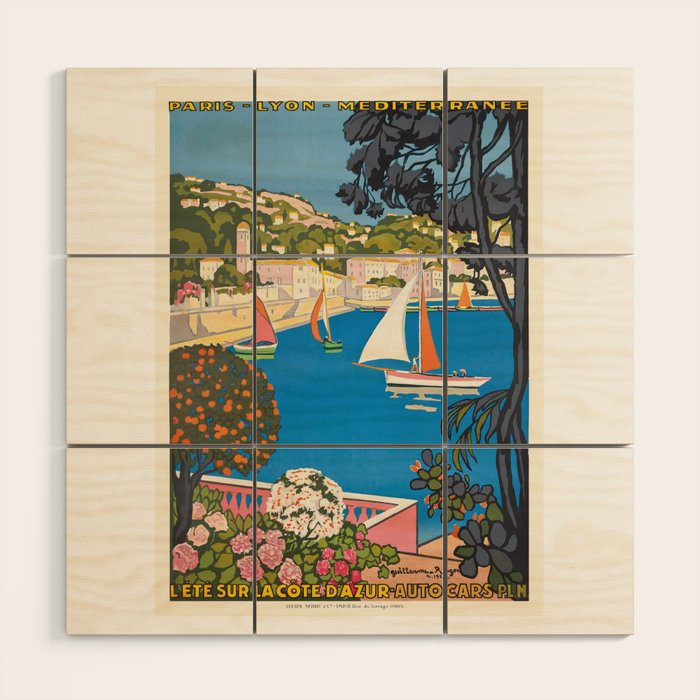 1926 FRANCE Summer On The Cote D'Azur Travel Poster Wood Wall Art