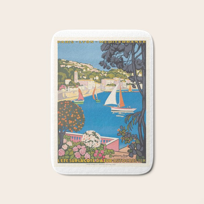 1926 FRANCE Summer On The Cote D'Azur Travel Poster Bath Mat