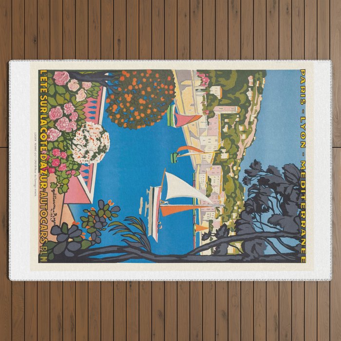 1926 FRANCE Summer On The Cote D'Azur Travel Poster Outdoor Rug