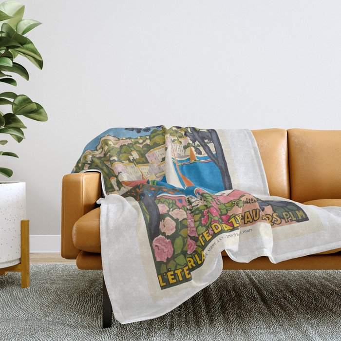 1926 FRANCE Summer On The Cote D'Azur Travel Poster Throw Blanket