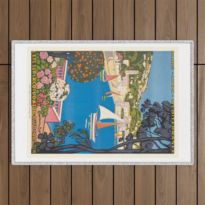 1926 FRANCE Summer On The Cote D'Azur Travel Poster Outdoor Rug