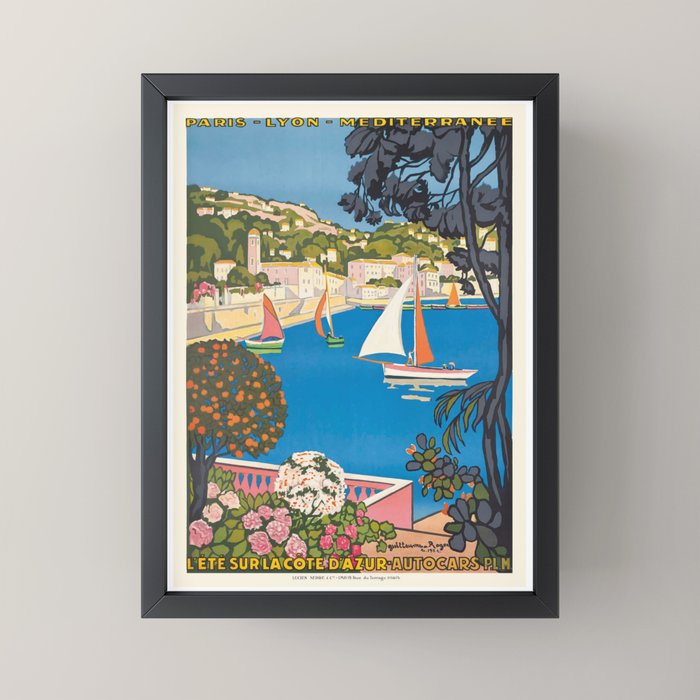 1926 FRANCE Summer On The Cote D'Azur Travel Poster Mini Art Print
