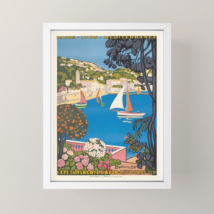 1926 FRANCE Summer On The Cote D'Azur Travel Poster Mini Art Print