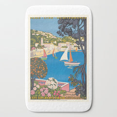 1926 FRANCE Summer On The Cote D'Azur Travel Poster Bath Mat