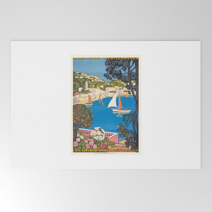 1926 FRANCE Summer On The Cote D'Azur Travel Poster Welcome Mat