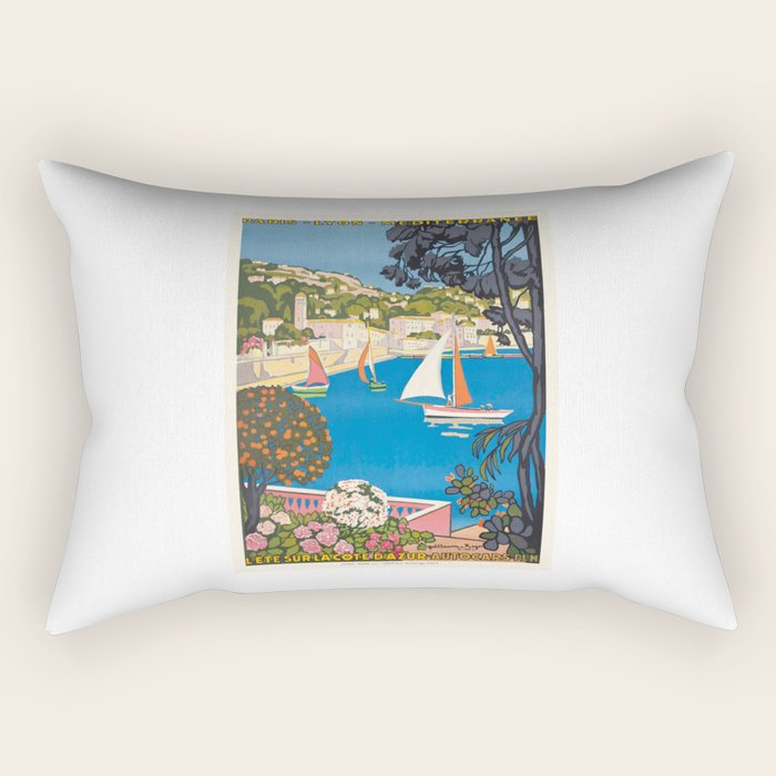 1926 FRANCE Summer On The Cote D'Azur Travel Poster Rectangular Pillow