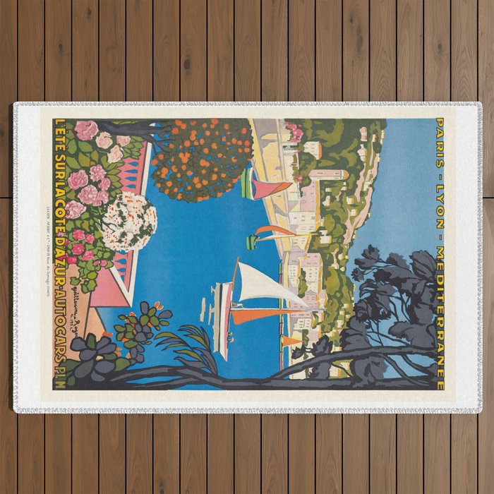 1926 FRANCE Summer On The Cote D'Azur Travel Poster Outdoor Rug
