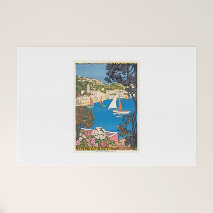 1926 FRANCE Summer On The Cote D'Azur Travel Poster Welcome Mat