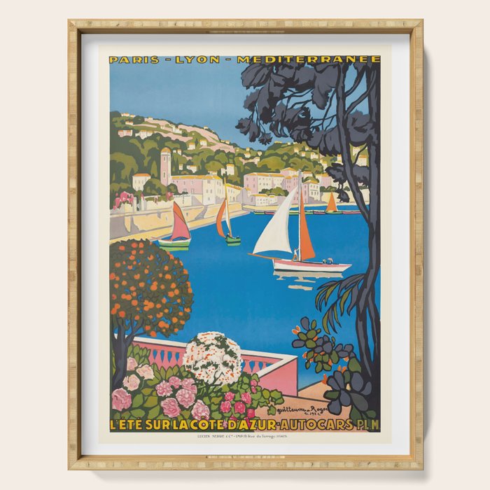 1926 FRANCE Summer On The Cote D'Azur Travel Poster Serving Tray