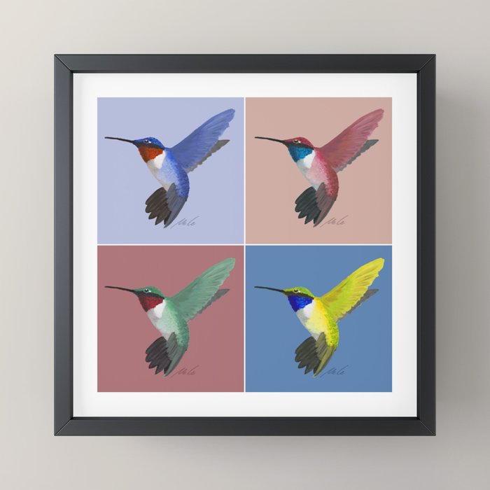 05 Blue, Red, Green, Yellow Hummingbird Mini Art Print