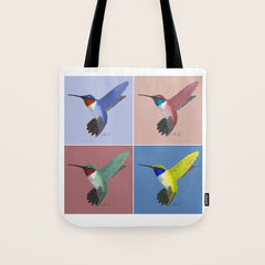 05 Blue, Red, Green, Yellow Hummingbird Tote Bag