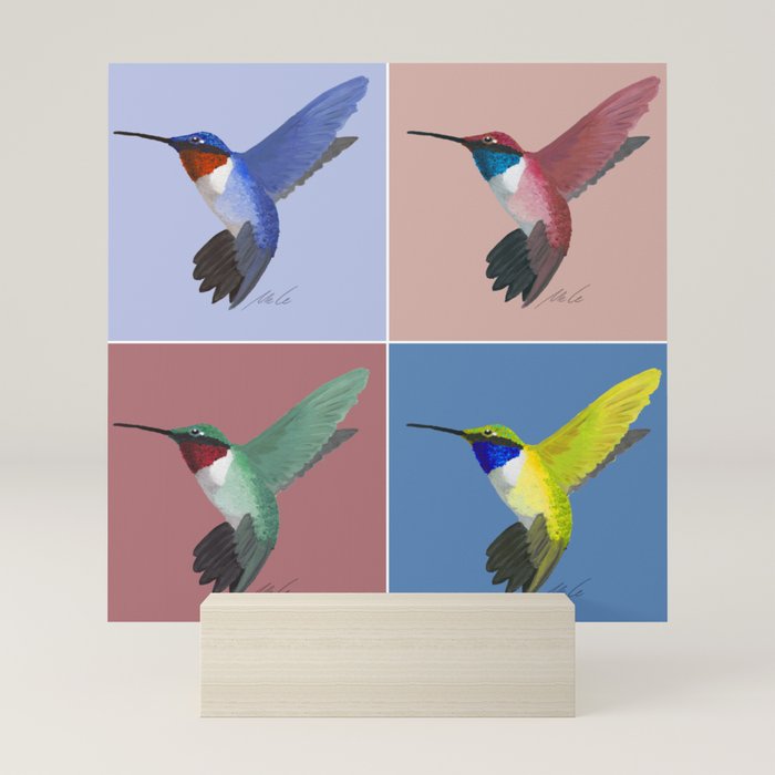 05 Blue, Red, Green, Yellow Hummingbird Mini Art Print