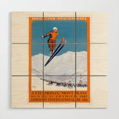 1927 Chamonix - Mont Blanc France Ski Championship Poster Wood Wall Art