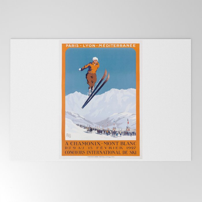 1927 Chamonix - Mont Blanc France Ski Championship Poster Welcome Mat