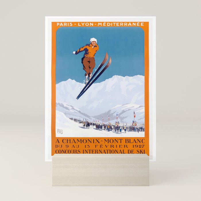 1927 Chamonix - Mont Blanc France Ski Championship Poster Mini Art Print