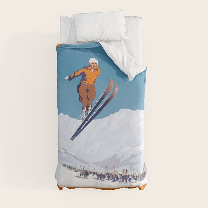 1927 Chamonix - Mont Blanc France Ski Championship Poster Duvet Cover