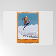1927 Chamonix - Mont Blanc France Ski Championship Poster Welcome Mat