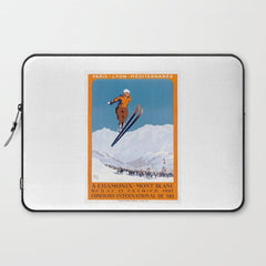1927 Chamonix - Mont Blanc France Ski Championship Poster Laptop Sleeve