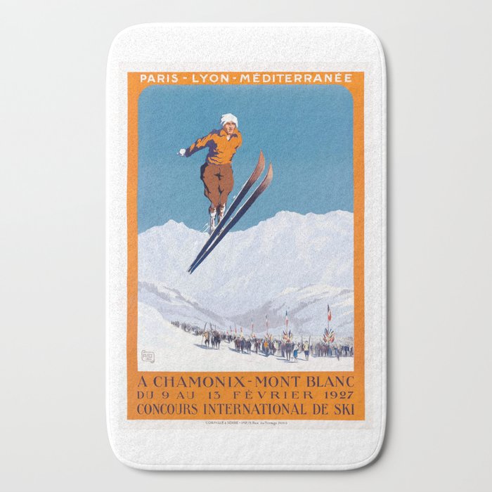 1927 Chamonix - Mont Blanc France Ski Championship Poster Bath Mat