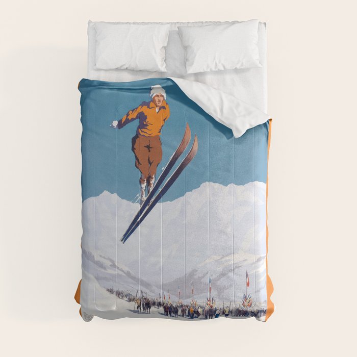 1927 Chamonix - Mont Blanc France Ski Championship Poster Comforter