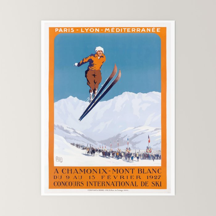 1927 Chamonix - Mont Blanc France Ski Championship Poster Mini Art Print