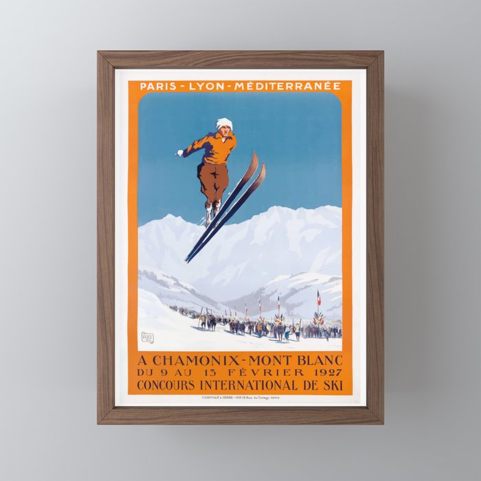 1927 Chamonix - Mont Blanc France Ski Championship Poster Mini Art Print
