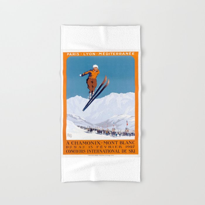 1927 Chamonix - Mont Blanc France Ski Championship Poster Bath Towel