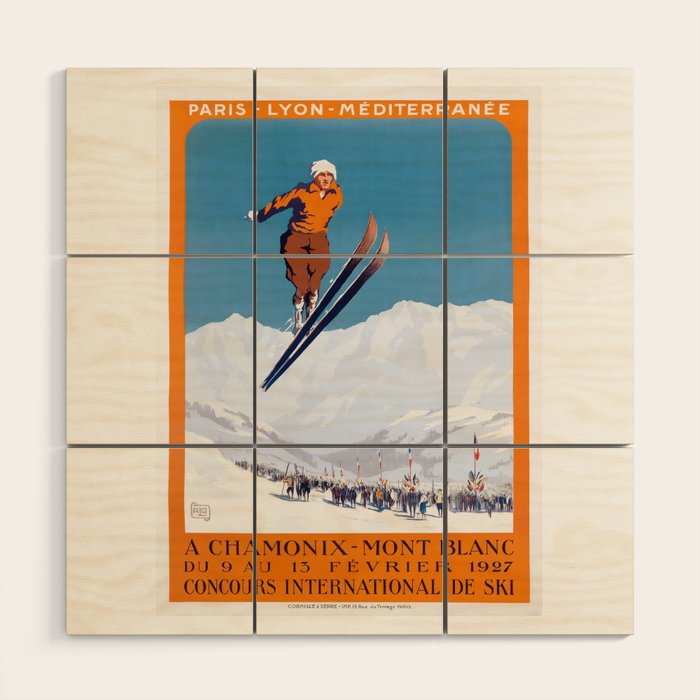 1927 Chamonix - Mont Blanc France Ski Championship Poster Wood Wall Art