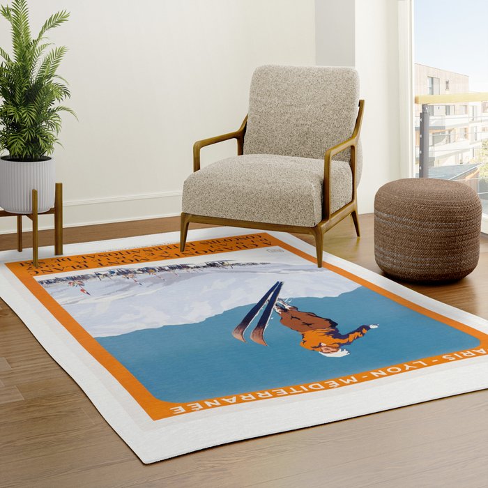 1927 Chamonix - Mont Blanc France Ski Championship Poster Rug
