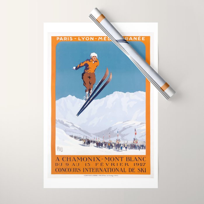 1927 Chamonix - Mont Blanc France Ski Championship Poster Wrapping Paper