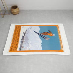 1927 Chamonix - Mont Blanc France Ski Championship Poster Rug