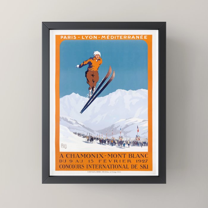 1927 Chamonix - Mont Blanc France Ski Championship Poster Mini Art Print