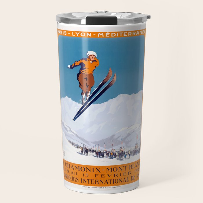 1927 Chamonix - Mont Blanc France Ski Championship Poster Travel Mug