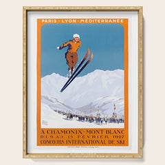 1927 Chamonix - Mont Blanc France Ski Championship Poster Serving Tray