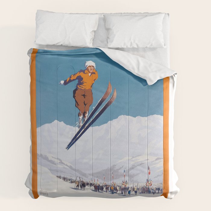 1927 Chamonix - Mont Blanc France Ski Championship Poster Comforter
