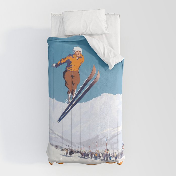 1927 Chamonix - Mont Blanc France Ski Championship Poster Comforter