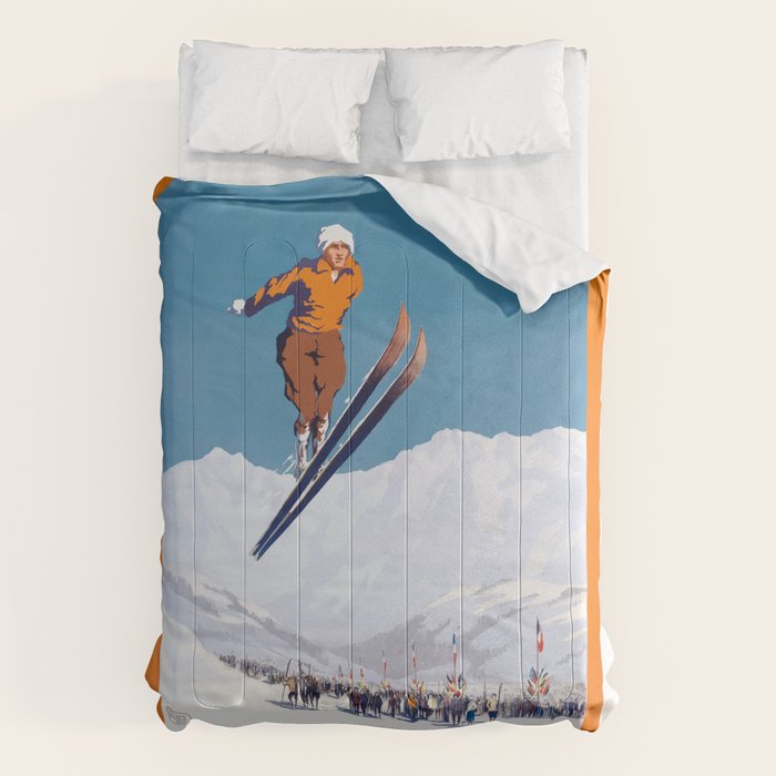 1927 Chamonix - Mont Blanc France Ski Championship Poster Comforter