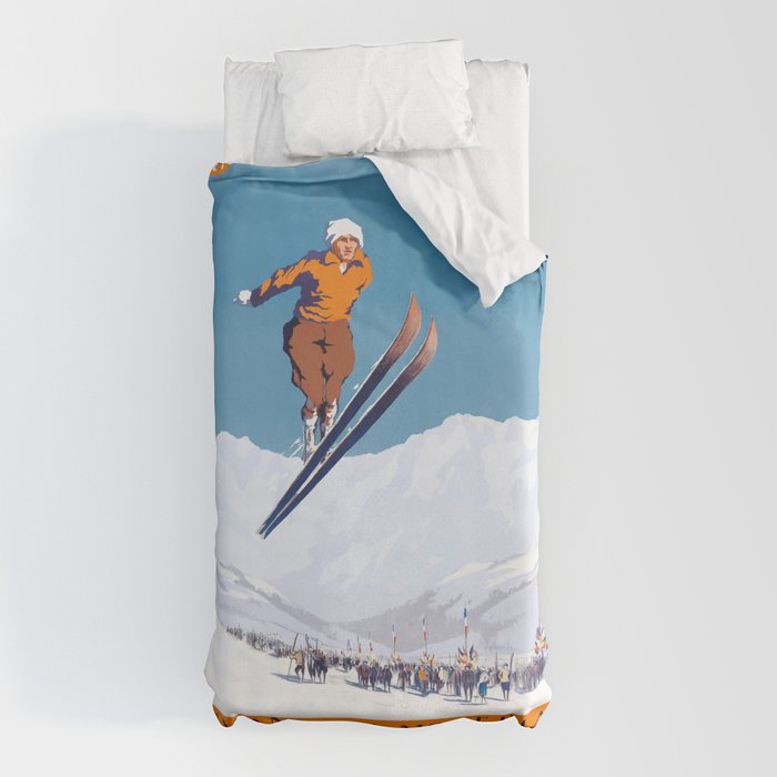 1927 Chamonix - Mont Blanc France Ski Championship Poster Duvet Cover
