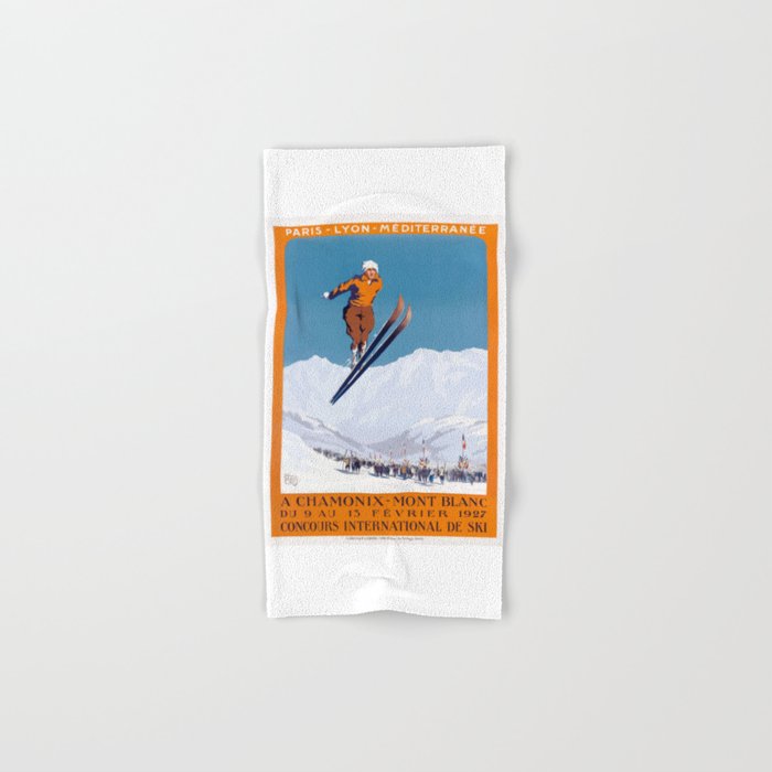 1927 Chamonix - Mont Blanc France Ski Championship Poster Bath Towel