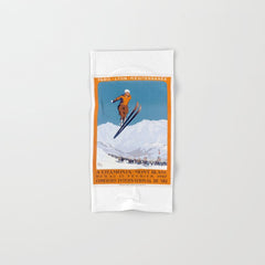 1927 Chamonix - Mont Blanc France Ski Championship Poster Bath Towel