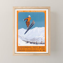 1927 Chamonix - Mont Blanc France Ski Championship Poster Mini Art Print