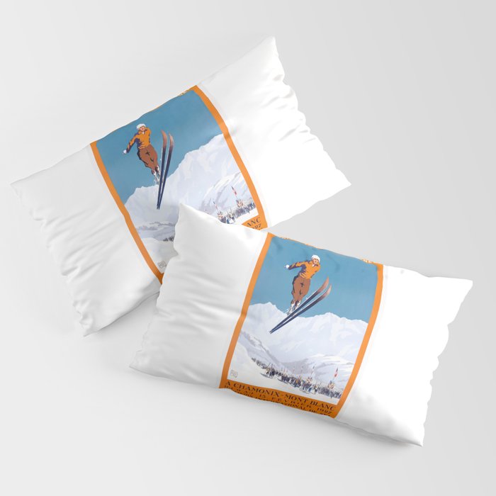 1927 Chamonix - Mont Blanc France Ski Championship Poster Pillow Sham