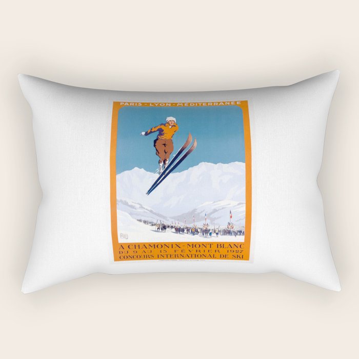 1927 Chamonix - Mont Blanc France Ski Championship Poster Rectangular Pillow