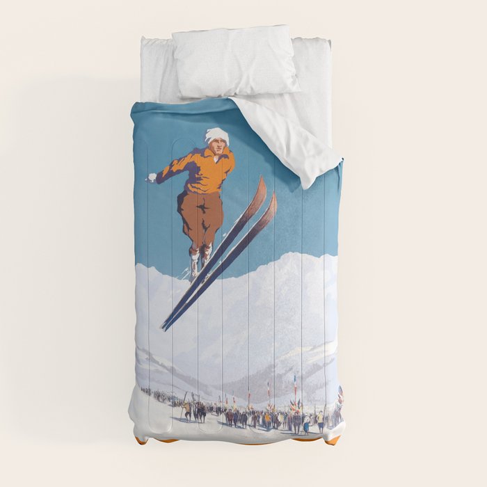 1927 Chamonix - Mont Blanc France Ski Championship Poster Comforter