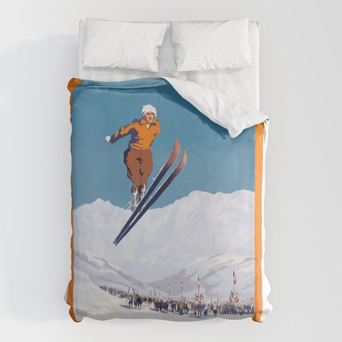 1927 Chamonix - Mont Blanc France Ski Championship Poster Duvet Cover