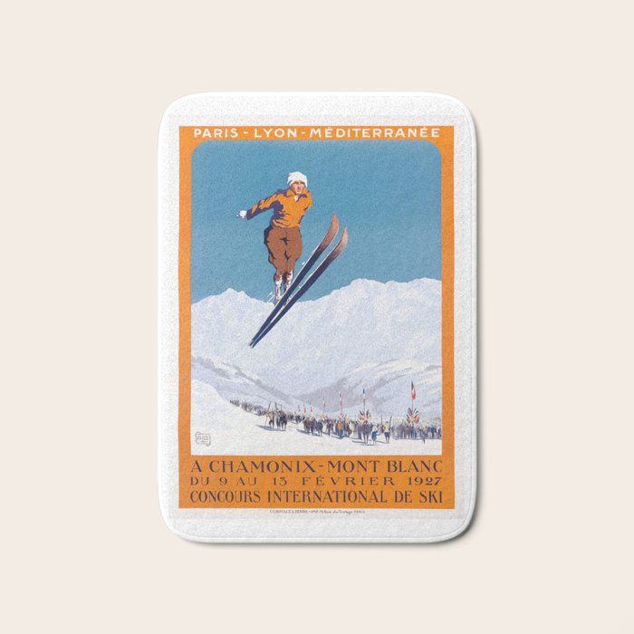 1927 Chamonix - Mont Blanc France Ski Championship Poster Bath Mat