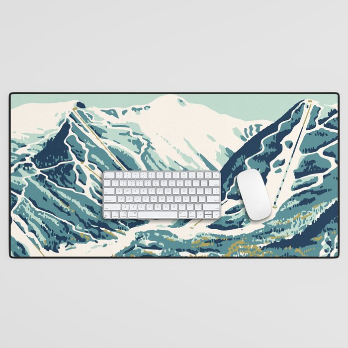 2021 Ski Stowe Vermont Vintage Poster  Desk Mat