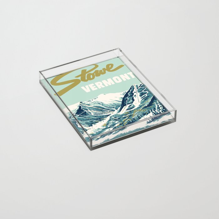 2021 Ski Stowe Vermont Vintage Poster  Acrylic Tray